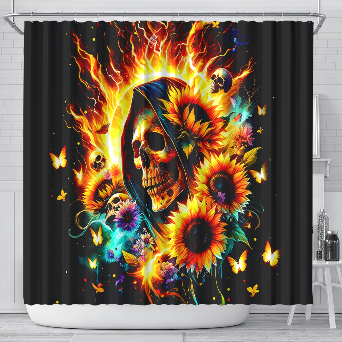 Sunflower Skull Shower Curtain She Is Sunshine Mixed With A Little Hurricane