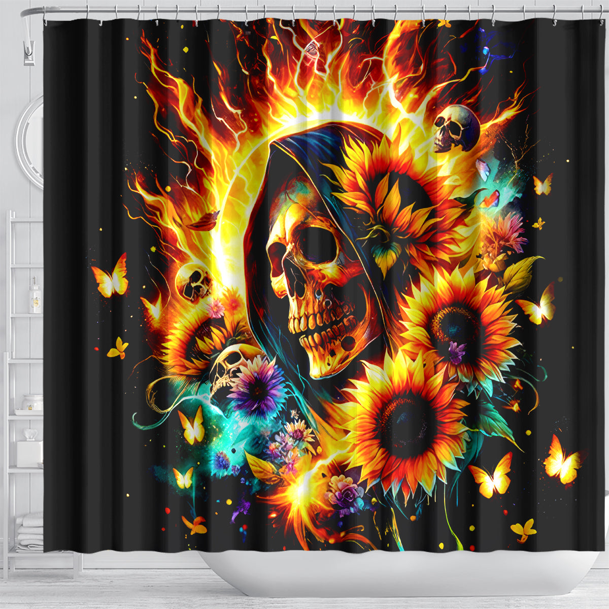 Sunflower Skull Shower Curtain She Is Sunshine Mixed With A Little Hurricane