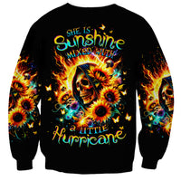 Sunflower Skull Sweatshirt She Is Sunshine Mixed With A Little Hurricane - Wonder Print Shop
