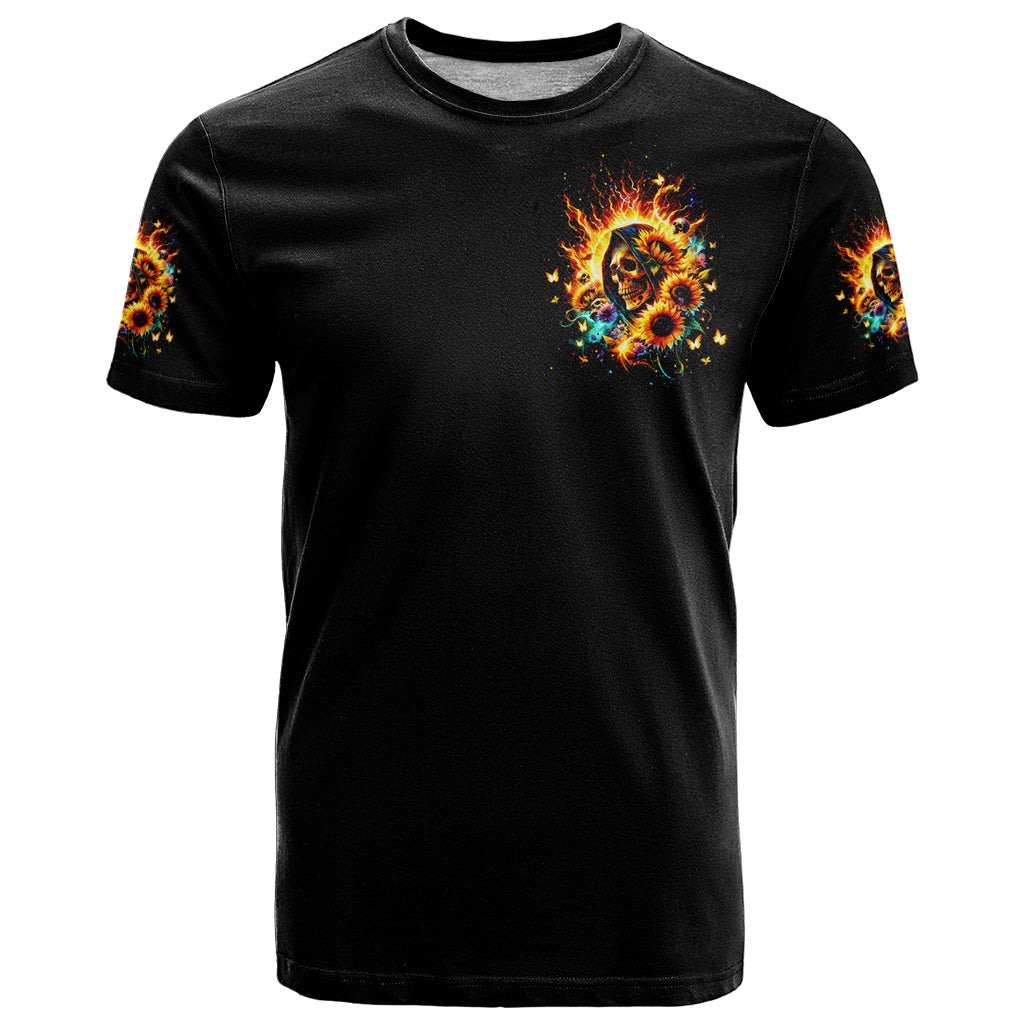 Sunflower Skull T Shirt She Is Sunshine Mixed With A Little Hurricane - Wonder Print Shop