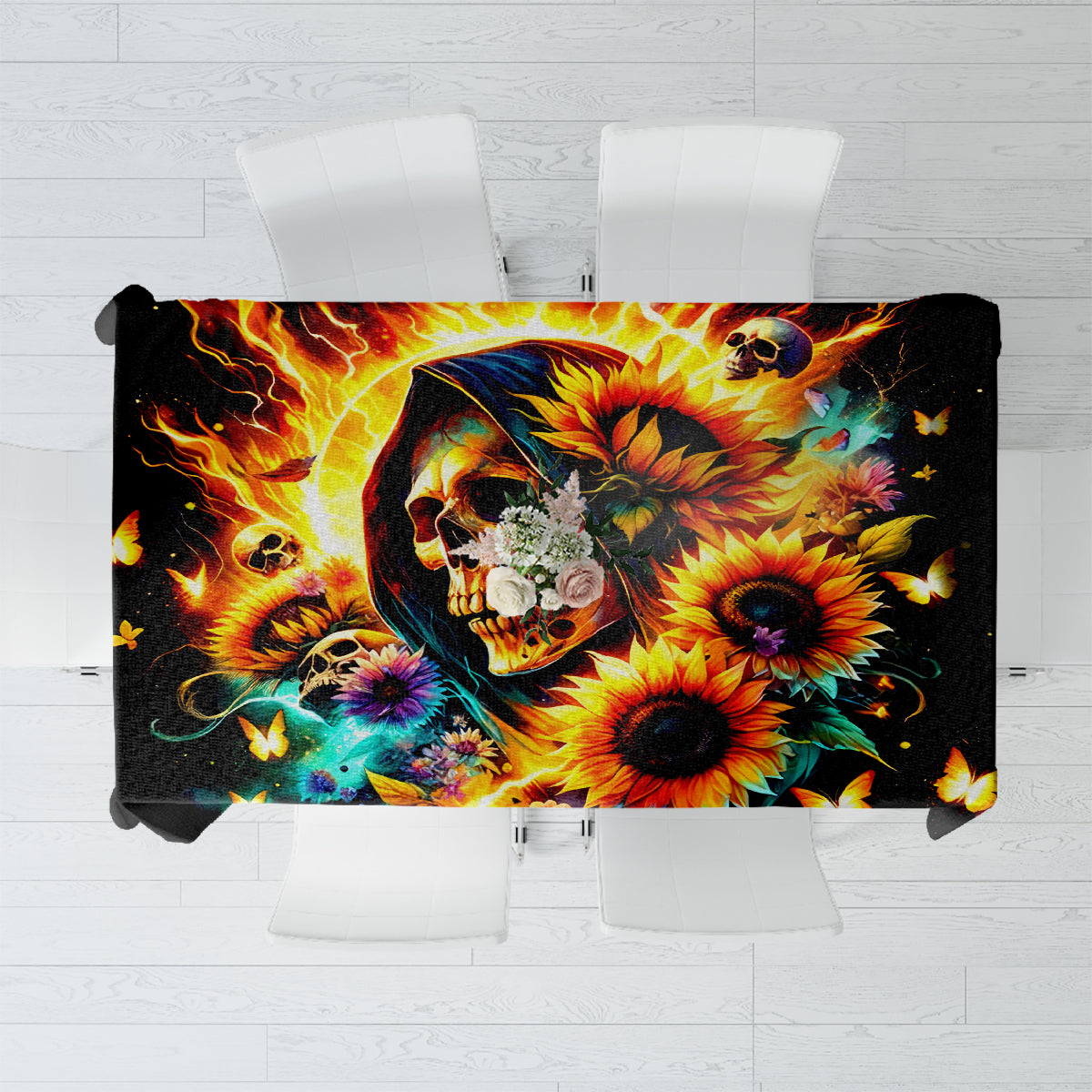 Sunflower Skull Tablecloth She Is Sunshine Mixed With A Little Hurricane - Wonder Print Shop