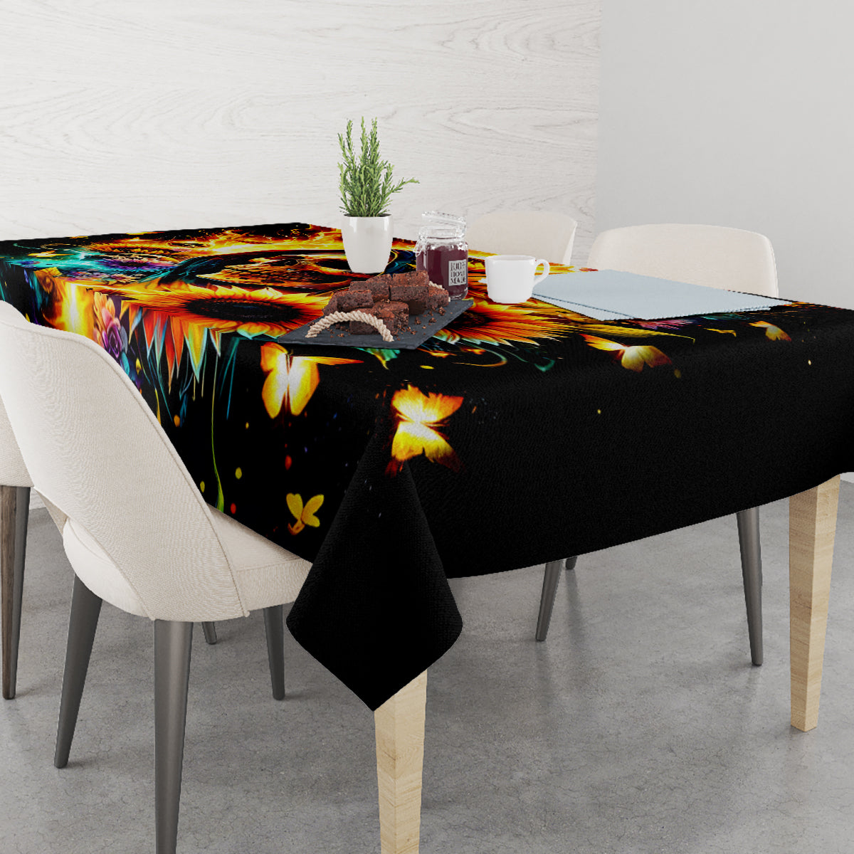Sunflower Skull Tablecloth She Is Sunshine Mixed With A Little Hurricane - Wonder Print Shop