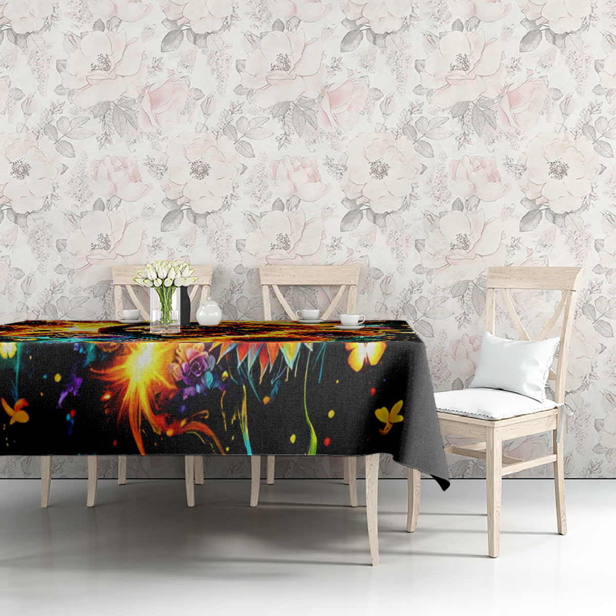 Sunflower Skull Tablecloth She Is Sunshine Mixed With A Little Hurricane - Wonder Print Shop
