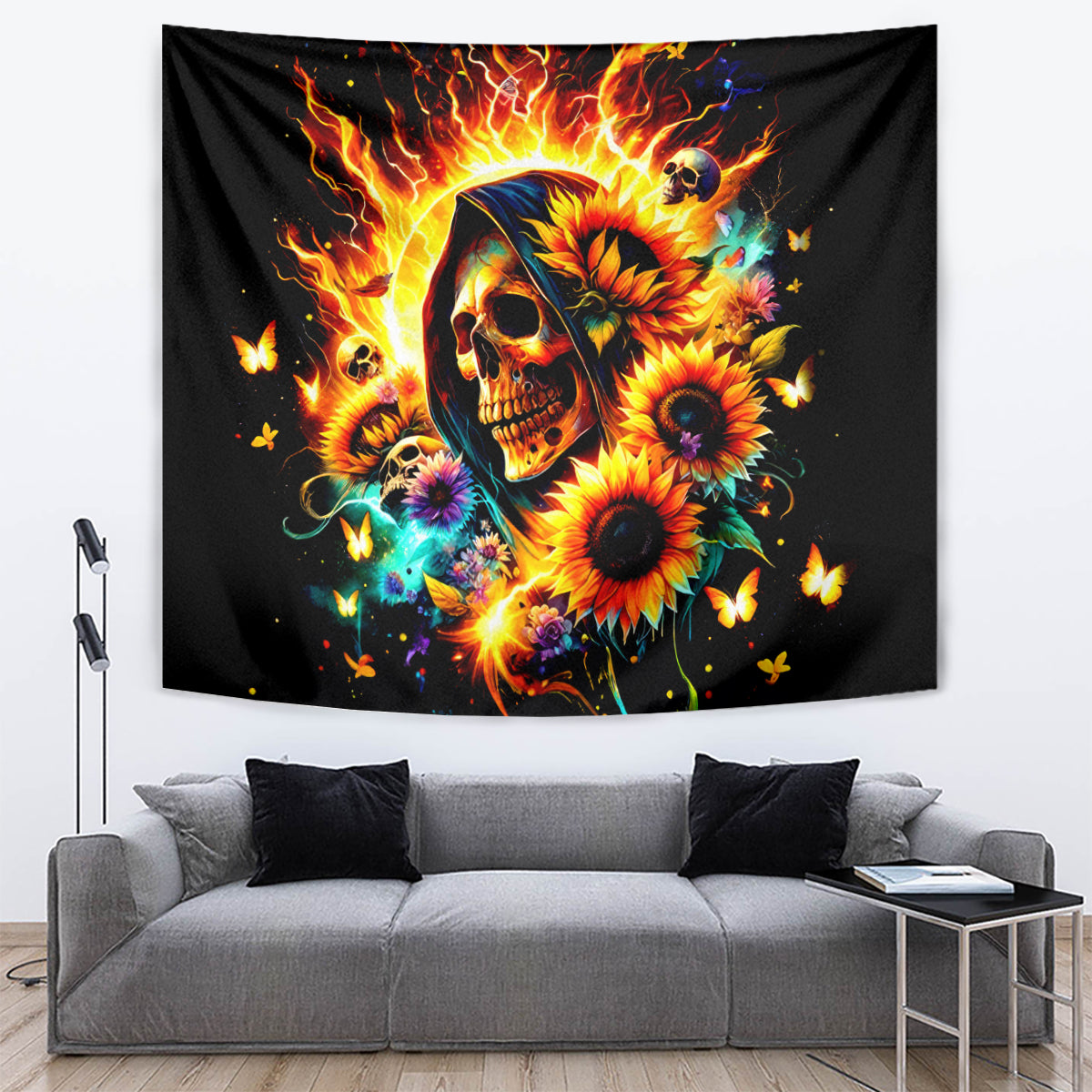 Sunflower Skull Tapestry She Is Sunshine Mixed With A Little Hurricane - Wonder Print Shop
