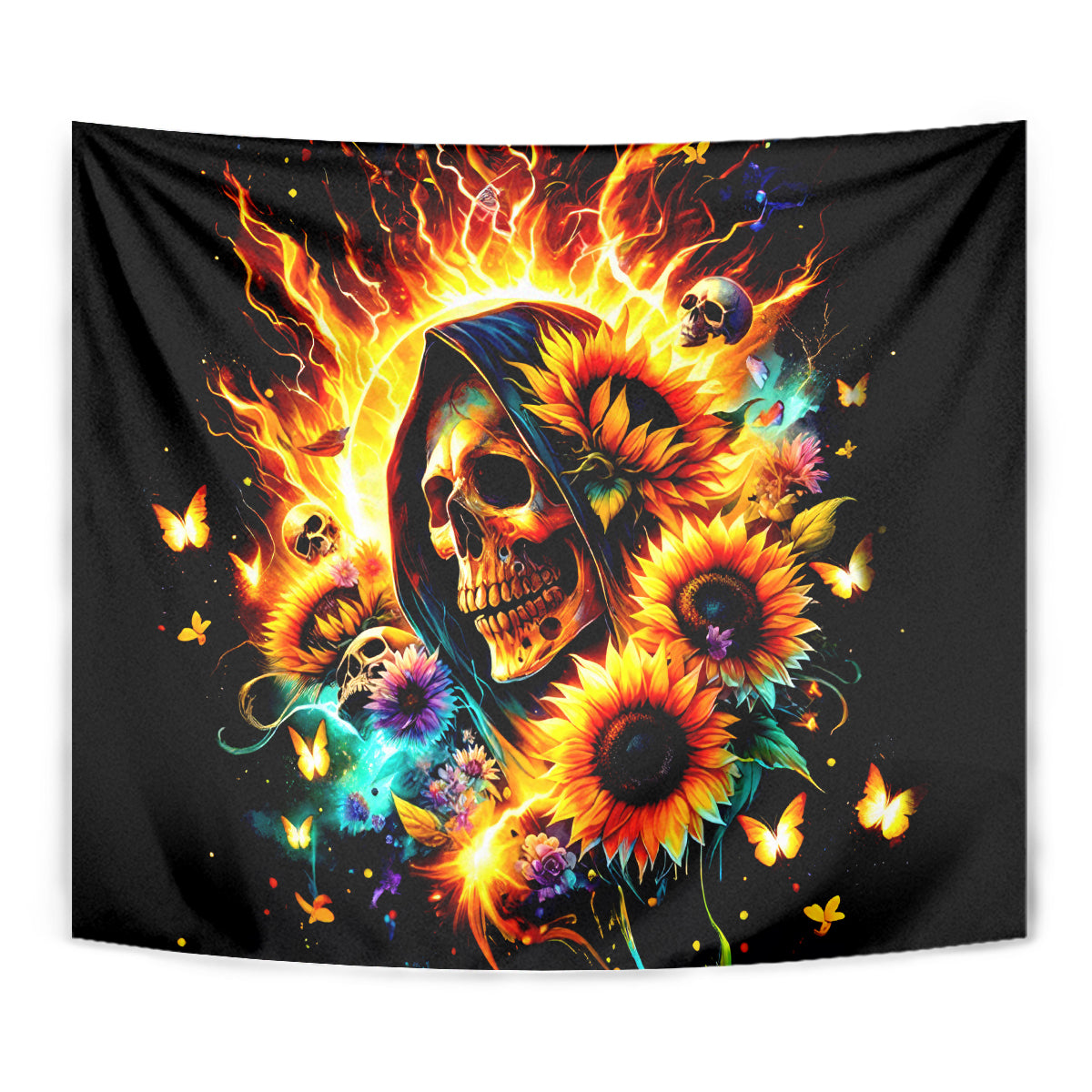 Sunflower Skull Tapestry She Is Sunshine Mixed With A Little Hurricane - Wonder Print Shop