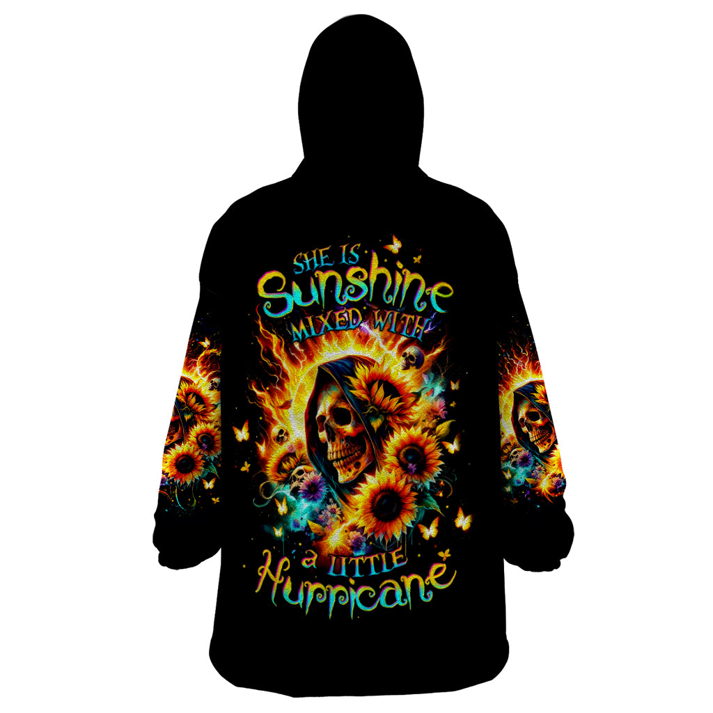 Sunflower Skull Wearable Blanket Hoodie She Is Sunshine Mixed With A Little Hurricane - Wonder Print Shop