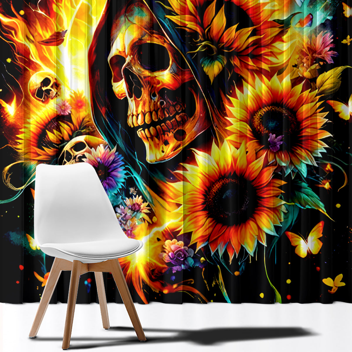 Sunflower Skull Window Curtain She Is Sunshine Mixed With A Little Hurricane - Wonder Print Shop