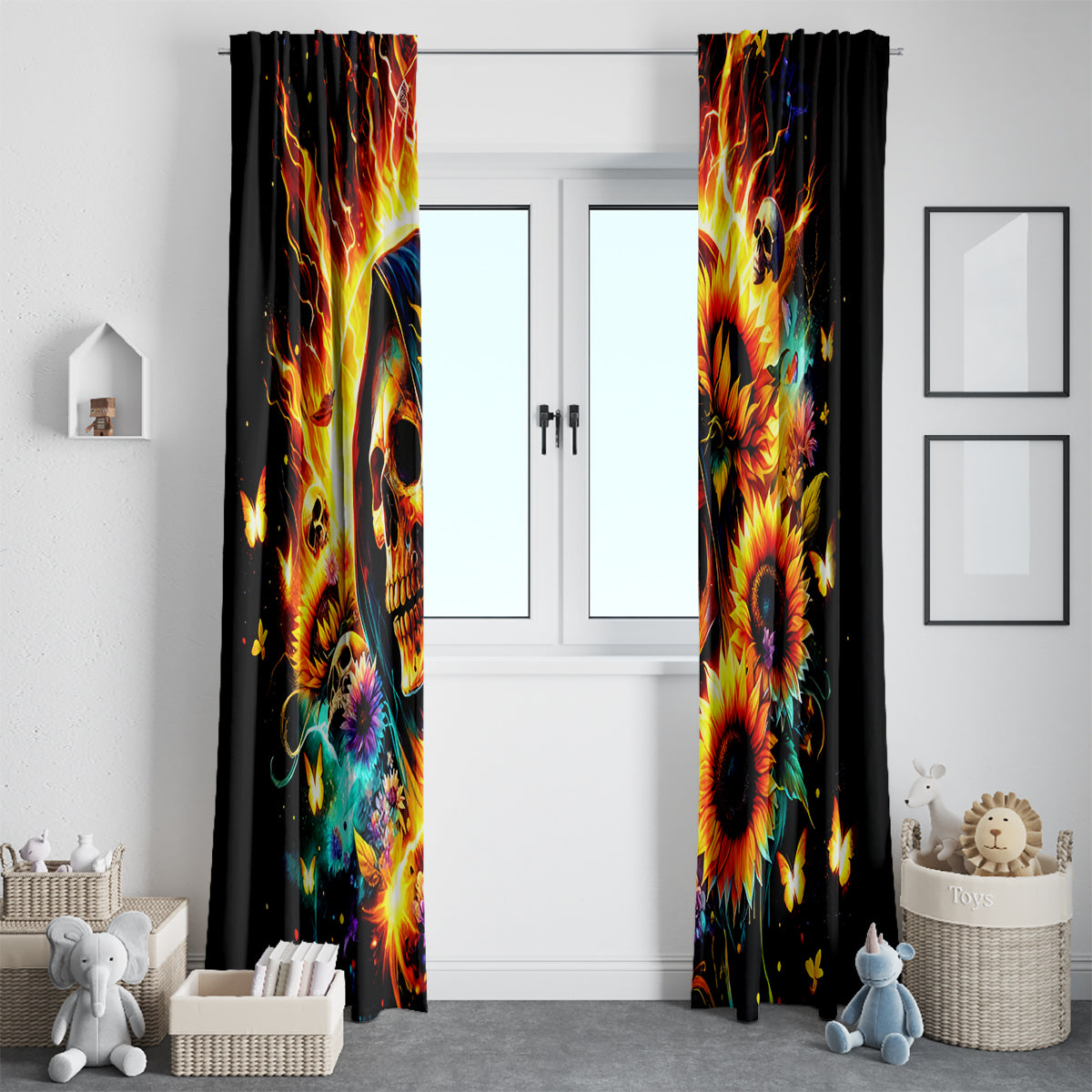 Sunflower Skull Window Curtain She Is Sunshine Mixed With A Little Hurricane - Wonder Print Shop