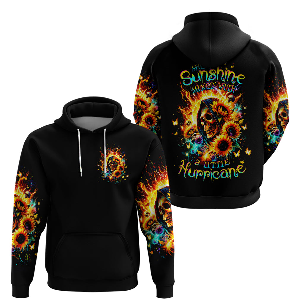 Sunflower Skull Zip Hoodie She Is Sunshine Mixed With A Little Hurricane - Wonder Print Shop
