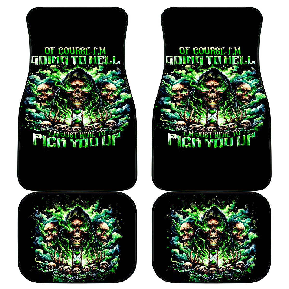 Witch Skull Car Mats Of Course I'm Going To Hell I'm Just Here To Pick You Up - Wonder Print Shop