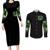 Witch Skull Couples Matching Long Sleeve Bodycon Dress and Long Sleeve Button Shirt Of Course I'm Going To Hell I'm Just Here To Pick You Up - Wonder Print Shop