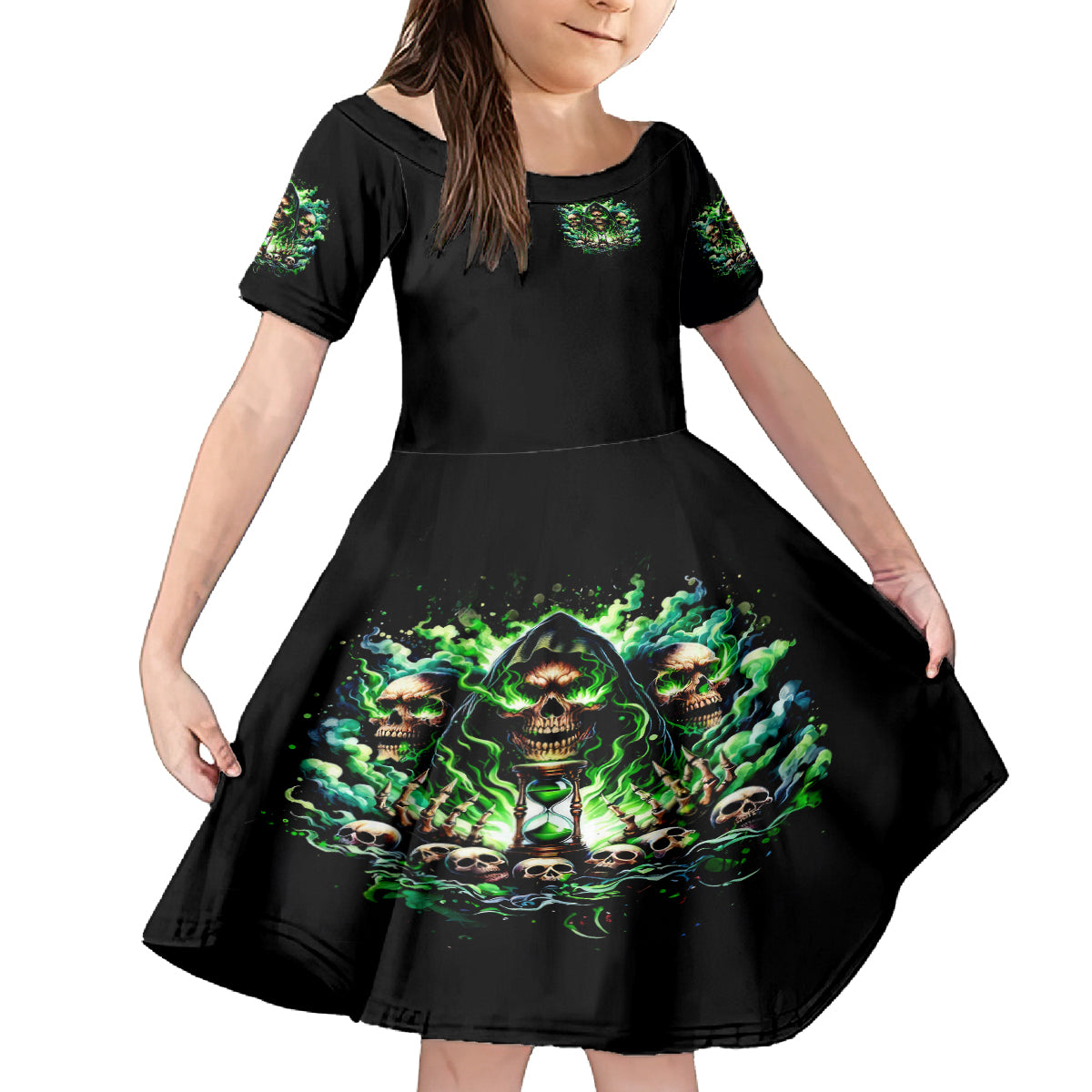 Witch Skull Family Matching Long Sleeve Bodycon Dress and Hawaiian Shirt Of Course I'm Going To Hell I'm Just Here To Pick You Up - Wonder Print Shop