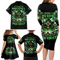 Witch Skull Family Matching Long Sleeve Bodycon Dress and Hawaiian Shirt Of Course I'm Going To Hell I'm Just Here To Pick You Up - Wonder Print Shop