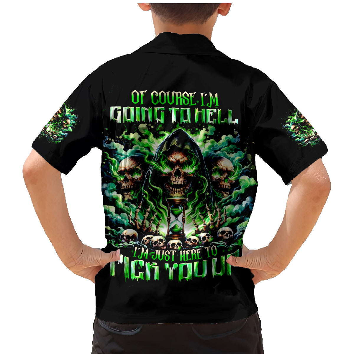 Witch Skull Family Matching Mermaid Dress and Hawaiian Shirt Of Course I'm Going To Hell I'm Just Here To Pick You Up - Wonder Print Shop