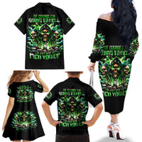 Witch Skull Family Matching Off Shoulder Long Sleeve Dress and Hawaiian Shirt Of Course I'm Going To Hell I'm Just Here To Pick You Up - Wonder Print Shop