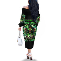 Witch Skull Family Matching Off Shoulder Long Sleeve Dress and Hawaiian Shirt Of Course I'm Going To Hell I'm Just Here To Pick You Up - Wonder Print Shop