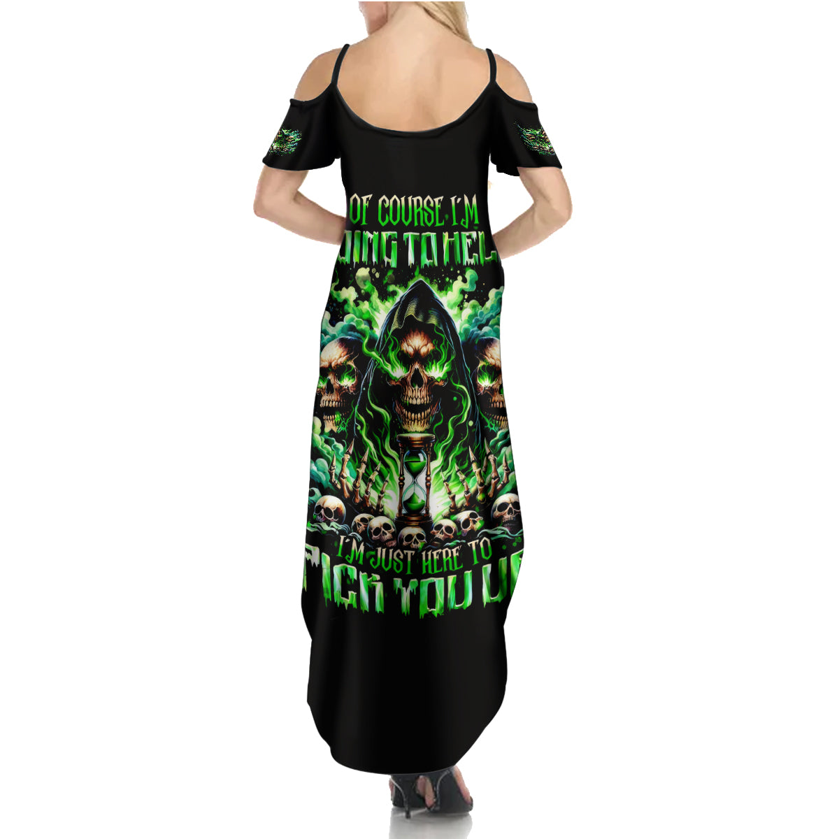 Witch Skull Family Matching Summer Maxi Dress and Hawaiian Shirt Of Course I'm Going To Hell I'm Just Here To Pick You Up - Wonder Print Shop