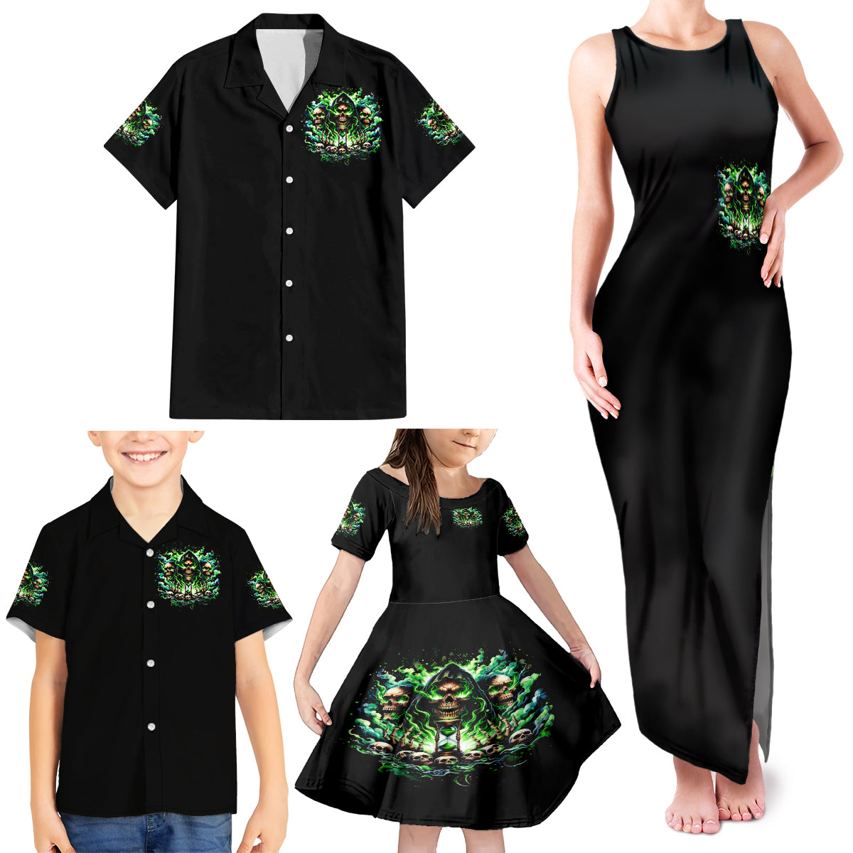 Witch Skull Family Matching Tank Maxi Dress and Hawaiian Shirt Of Course I'm Going To Hell I'm Just Here To Pick You Up - Wonder Print Shop