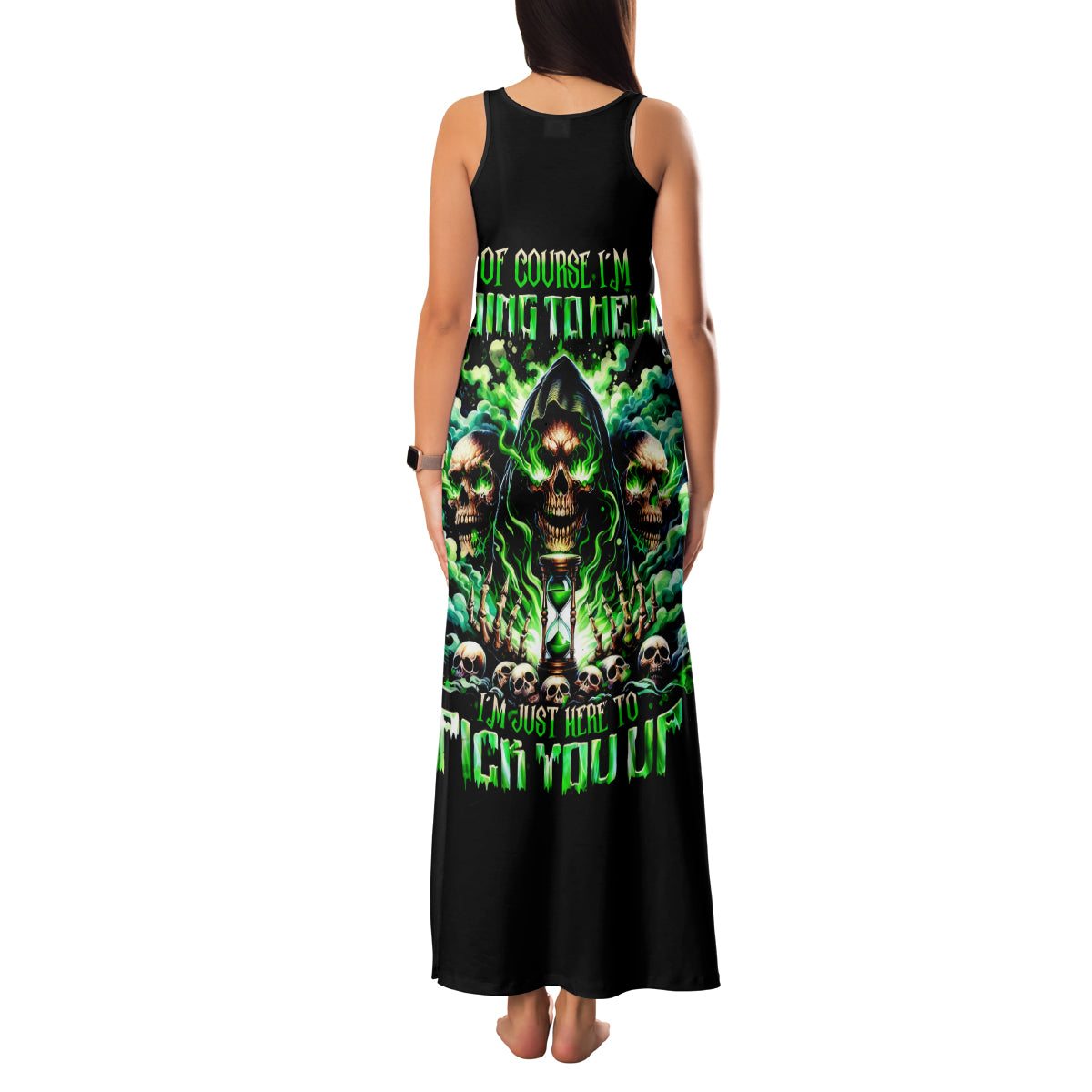 Witch Skull Family Matching Tank Maxi Dress and Hawaiian Shirt Of Course I'm Going To Hell I'm Just Here To Pick You Up - Wonder Print Shop