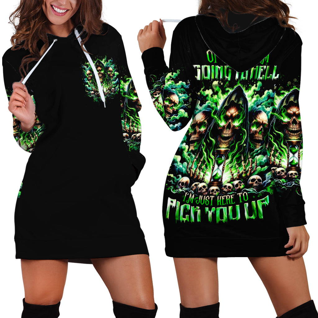 Witch Skull Hoodie Dress Of Course I'm Going To Hell I'm Just Here To Pick You Up - Wonder Print Shop