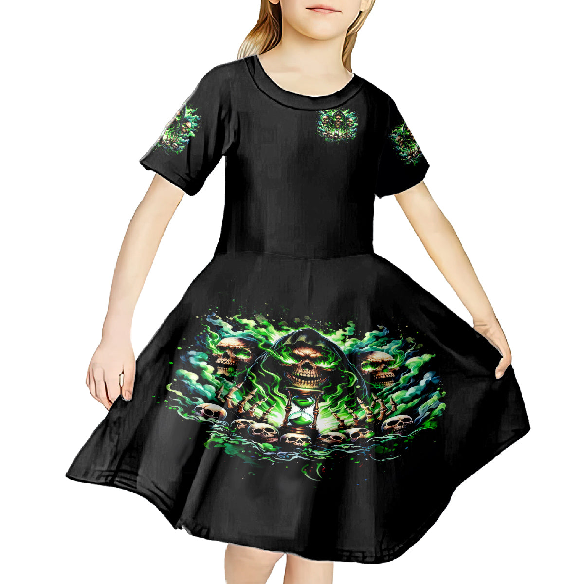 Witch Skull Kid Short Sleeve Dress Of Course I'm Going To Hell I'm Just Here To Pick You Up - Wonder Print Shop