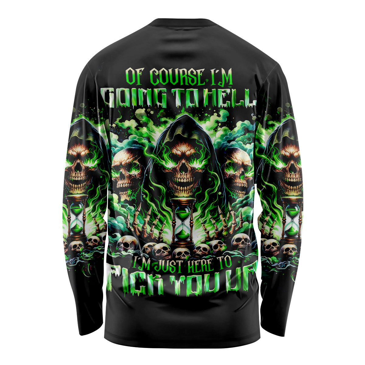 Witch Skull Long Sleeve Shirt Of Course I'm Going To Hell I'm Just Here To Pick You Up - Wonder Print Shop