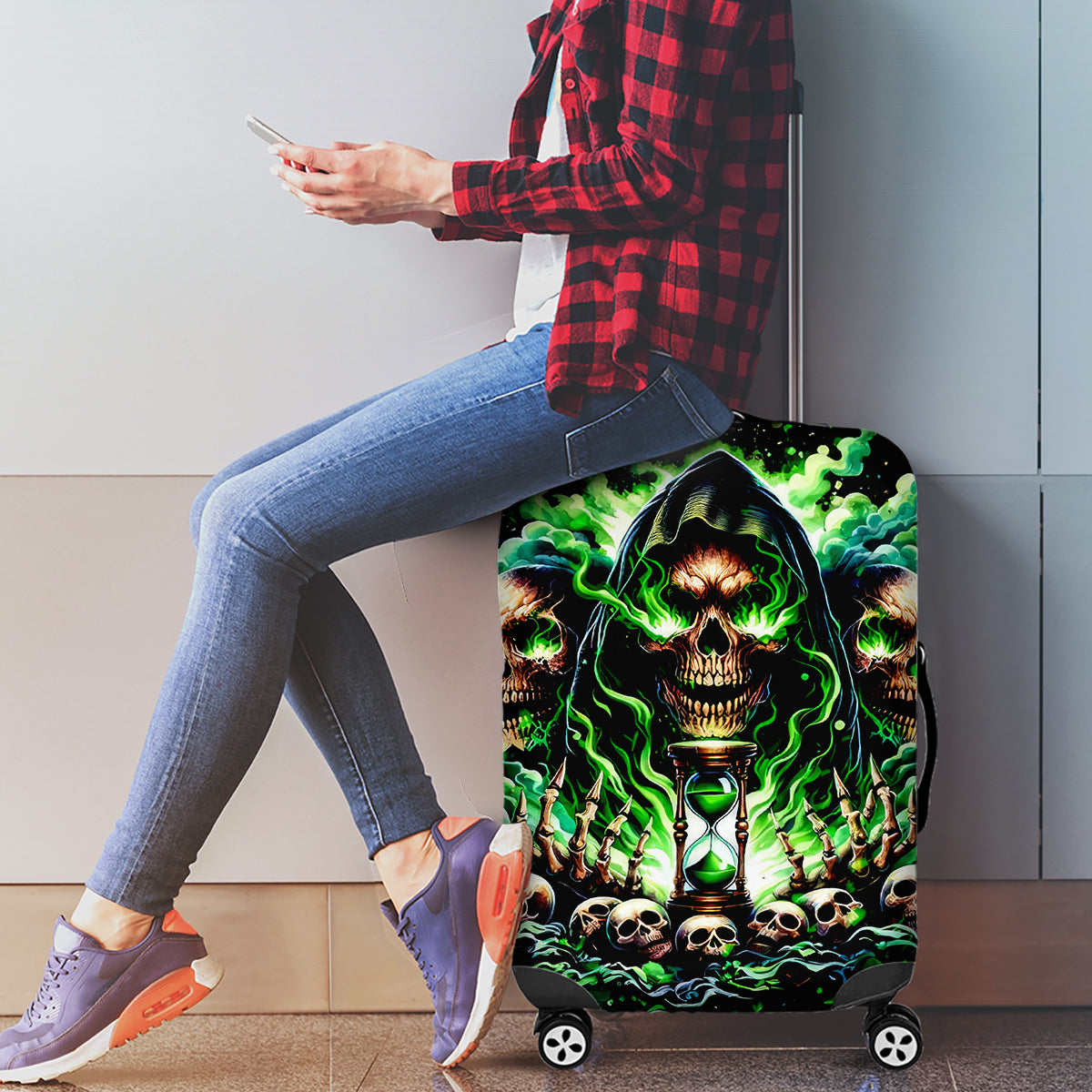 Witch Skull Luggage Cover Of Course I'm Going To Hell I'm Just Here To Pick You Up - Wonder Print Shop