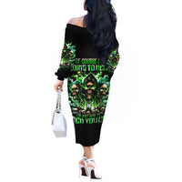 Witch Skull Off The Shoulder Long Sleeve Dress Of Course I'm Going To Hell I'm Just Here To Pick You Up - Wonder Print Shop