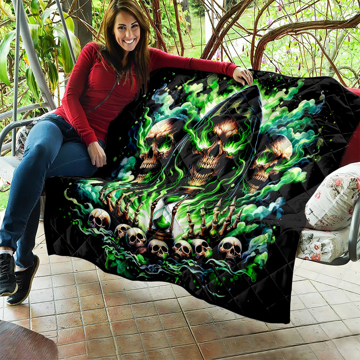 Witch Skull Quilt Of Course I'm Going To Hell I'm Just Here To Pick You Up - Wonder Print Shop