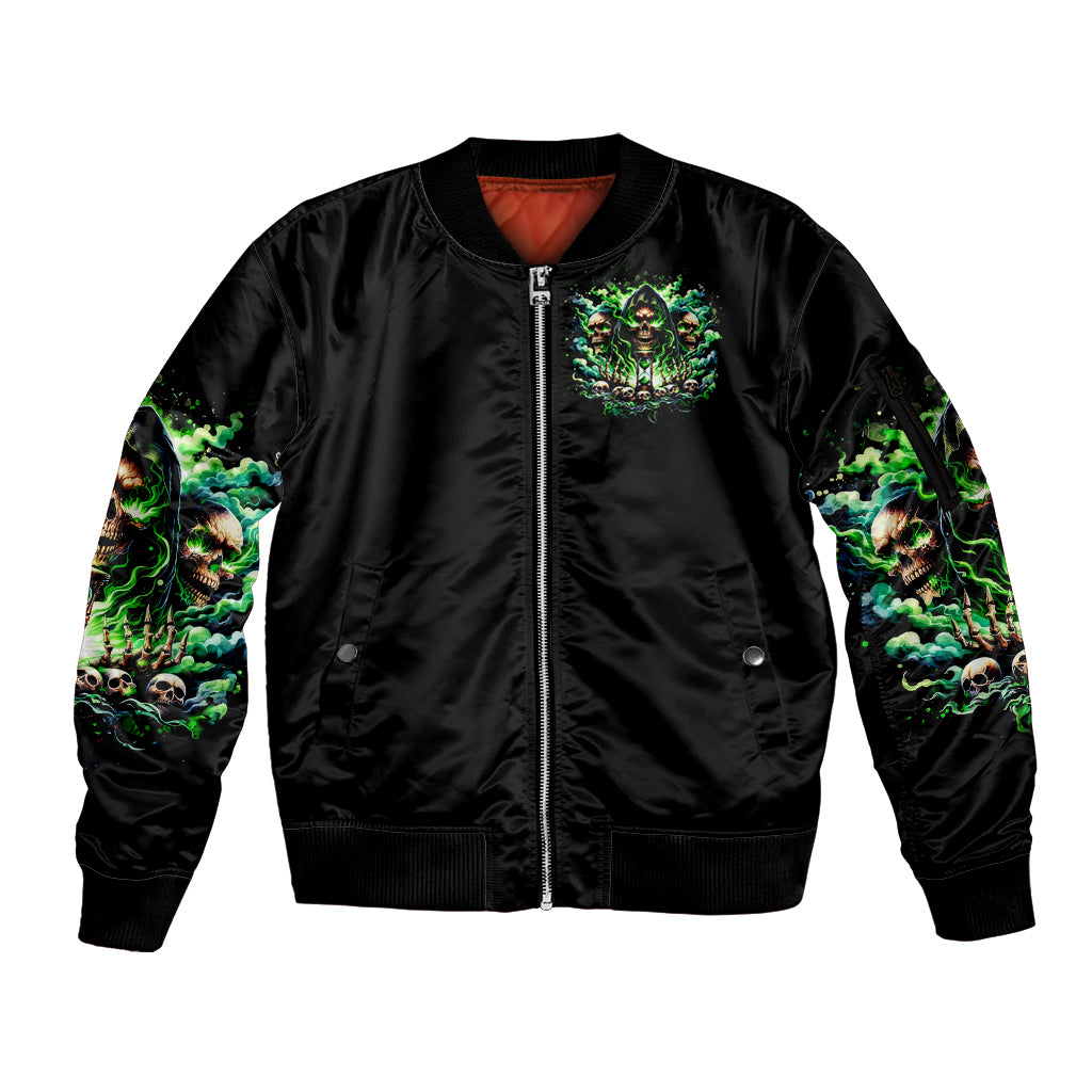 Witch Skull Sleeve Zip Bomber Jacket Of Course I'm Going To Hell I'm Just Here To Pick You Up - Wonder Print Shop