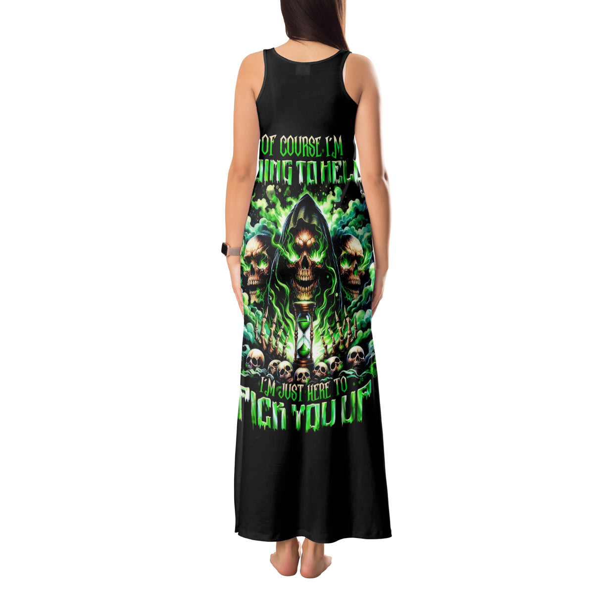 Witch Skull Tank Maxi Dress Of Course I'm Going To Hell I'm Just Here To Pick You Up - Wonder Print Shop