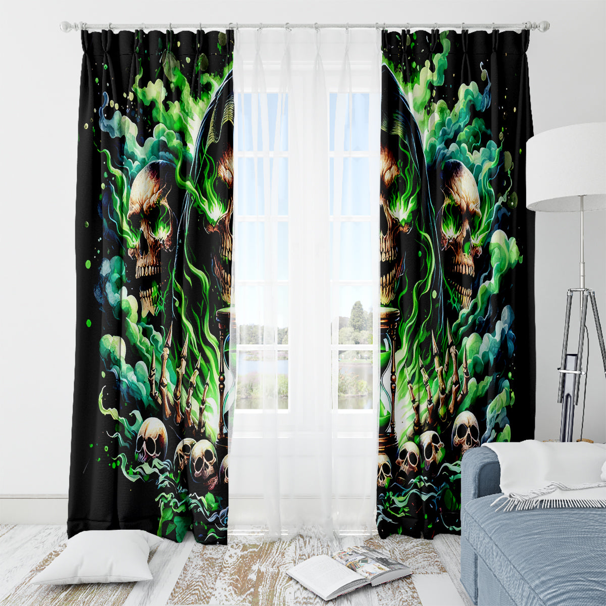 Witch Skull Window Curtain Of Course I'm Going To Hell I'm Just Here To Pick You Up - Wonder Print Shop