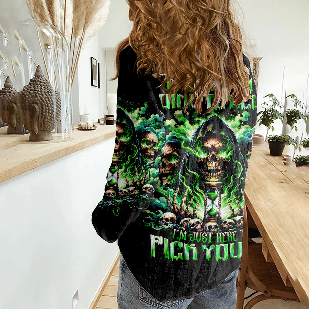 Witch Skull Women Casual Shirt Of Course I'm Going To Hell I'm Just Here To Pick You Up - Wonder Print Shop