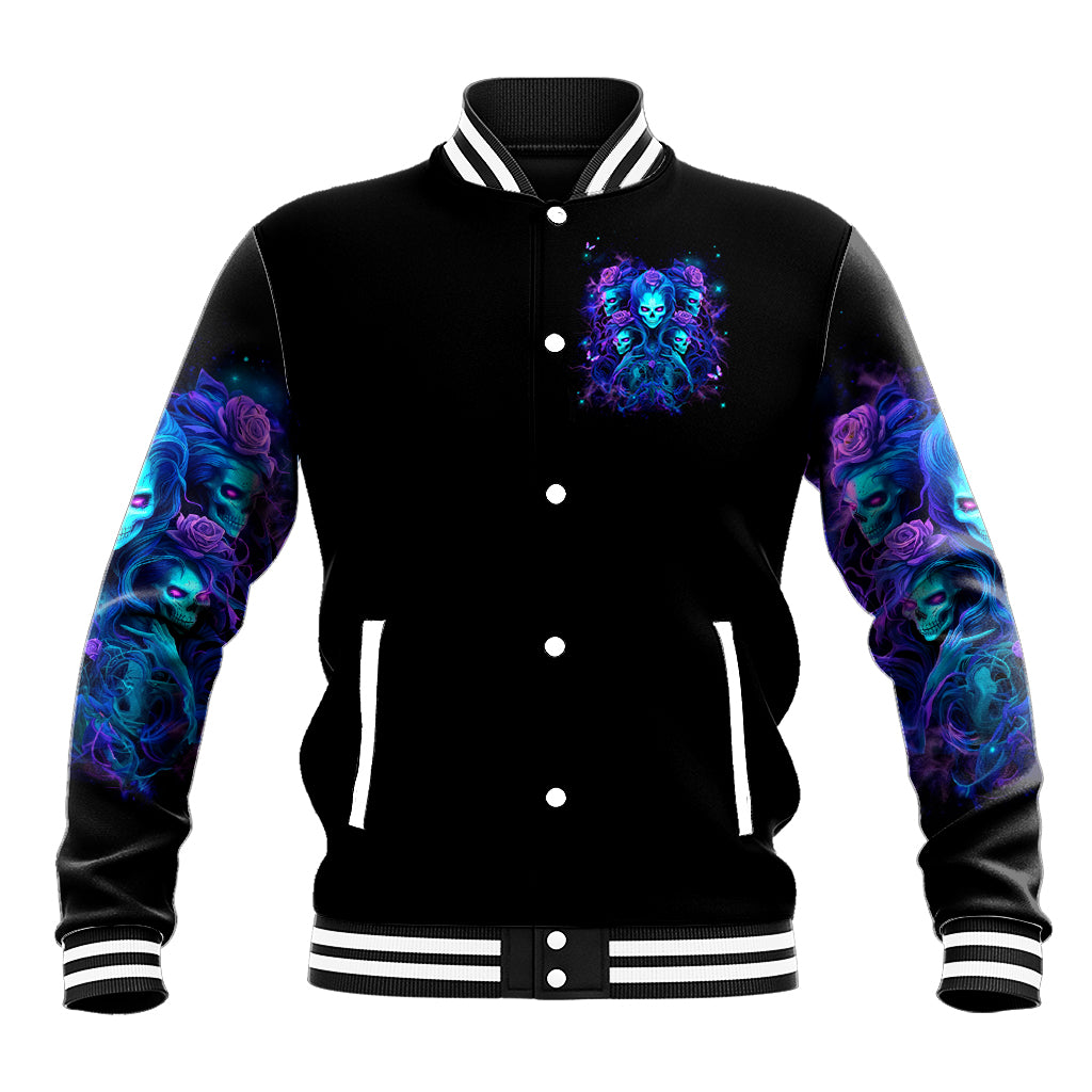 Rose Skull Baseball Jacket Four Out Of The Five Voices In My Head Think You An Idiot - Wonder Print Shop