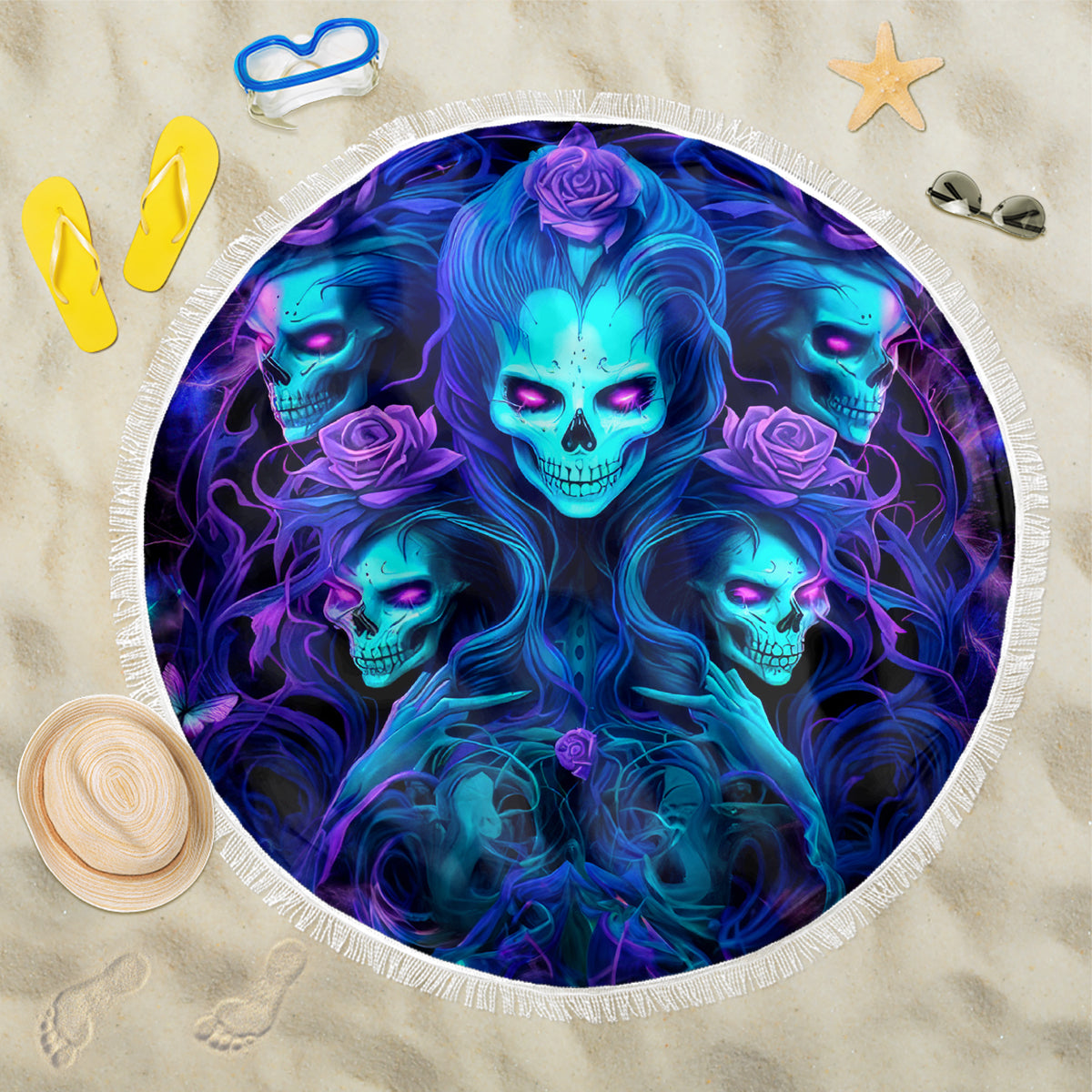 Rose Skull Beach Blanket Four Out Of The Five Voices In My Head Think You An Idiot - Wonder Print Shop