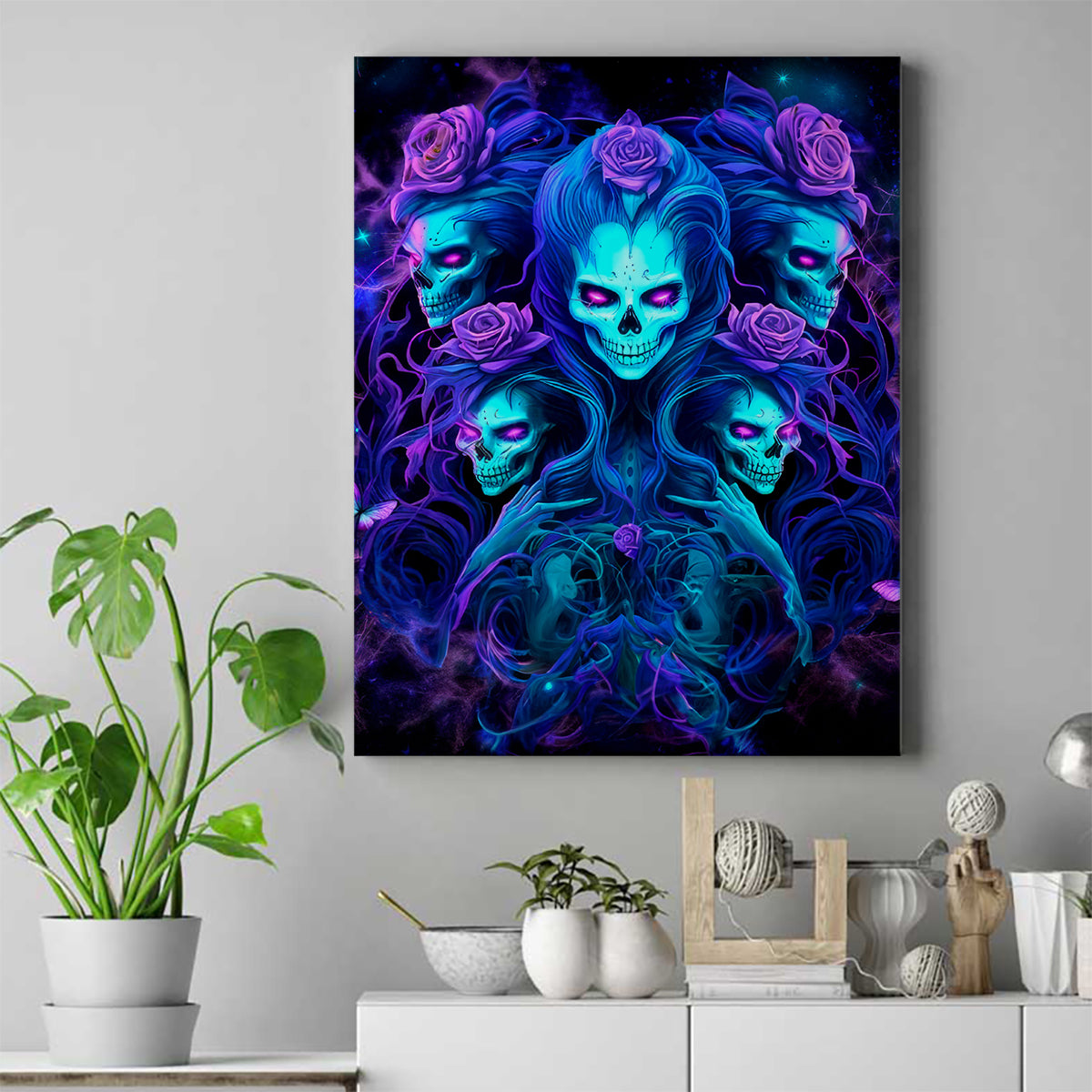 Rose Skull Canvas Wall Art Four Out Of The Five Voices In My Head Think You An Idiot - Wonder Print Shop