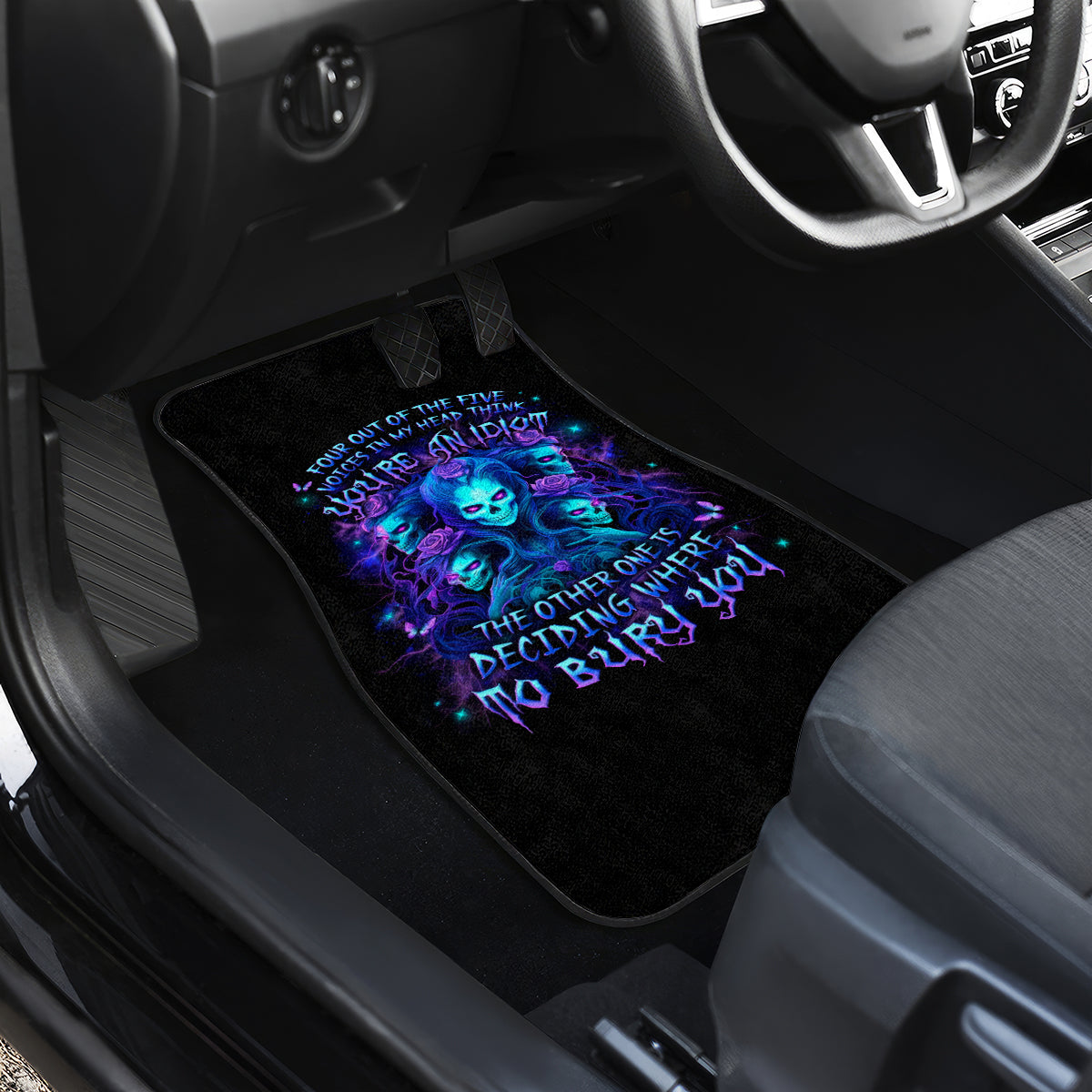 Rose Skull Car Mats Four Out Of The Five Voices In My Head Think You An Idiot - Wonder Print Shop