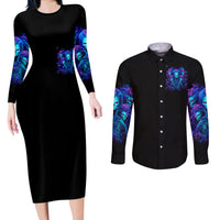 Rose Skull Couples Matching Long Sleeve Bodycon Dress and Long Sleeve Button Shirt Four Out Of The Five Voices In My Head Think You An Idiot - Wonder Print Shop