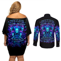Rose Skull Couples Matching Off Shoulder Short Dress and Long Sleeve Button Shirt Four Out Of The Five Voices In My Head Think You An Idiot - Wonder Print Shop
