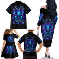 Rose Skull Family Matching Off Shoulder Long Sleeve Dress and Hawaiian Shirt Four Out Of The Five Voices In My Head Think You An Idiot - Wonder Print Shop