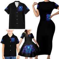 Rose Skull Family Matching Short Sleeve Bodycon Dress and Hawaiian Shirt Four Out Of The Five Voices In My Head Think You An Idiot - Wonder Print Shop