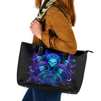 Rose Skull Leather Tote Bag Four Out Of The Five Voices In My Head Think You An Idiot - Wonder Print Shop