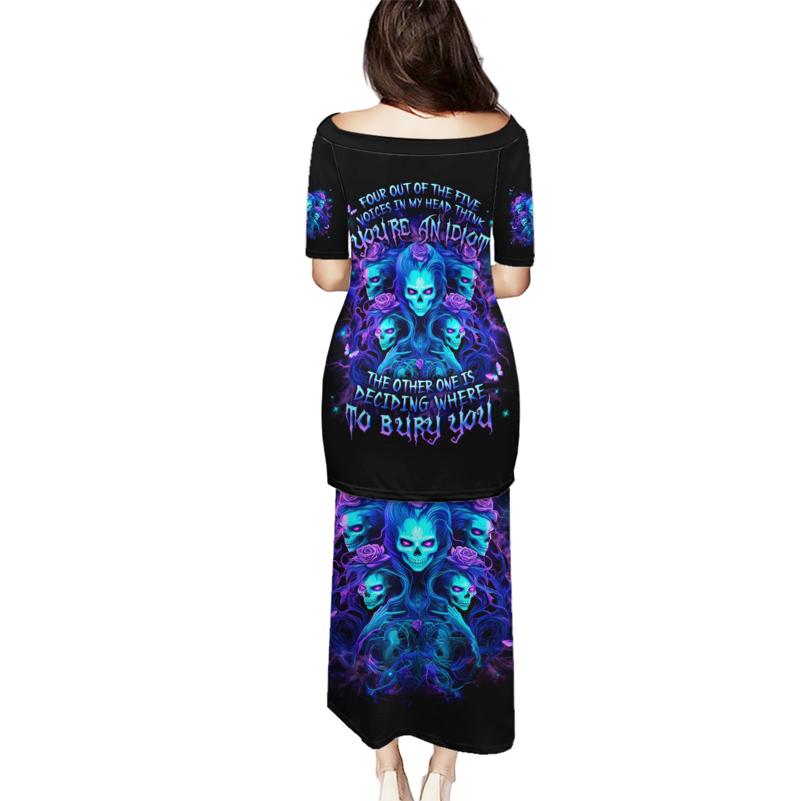 Rose Skull Puletasi Four Out Of The Five Voices In My Head Think You An Idiot - Wonder Print Shop