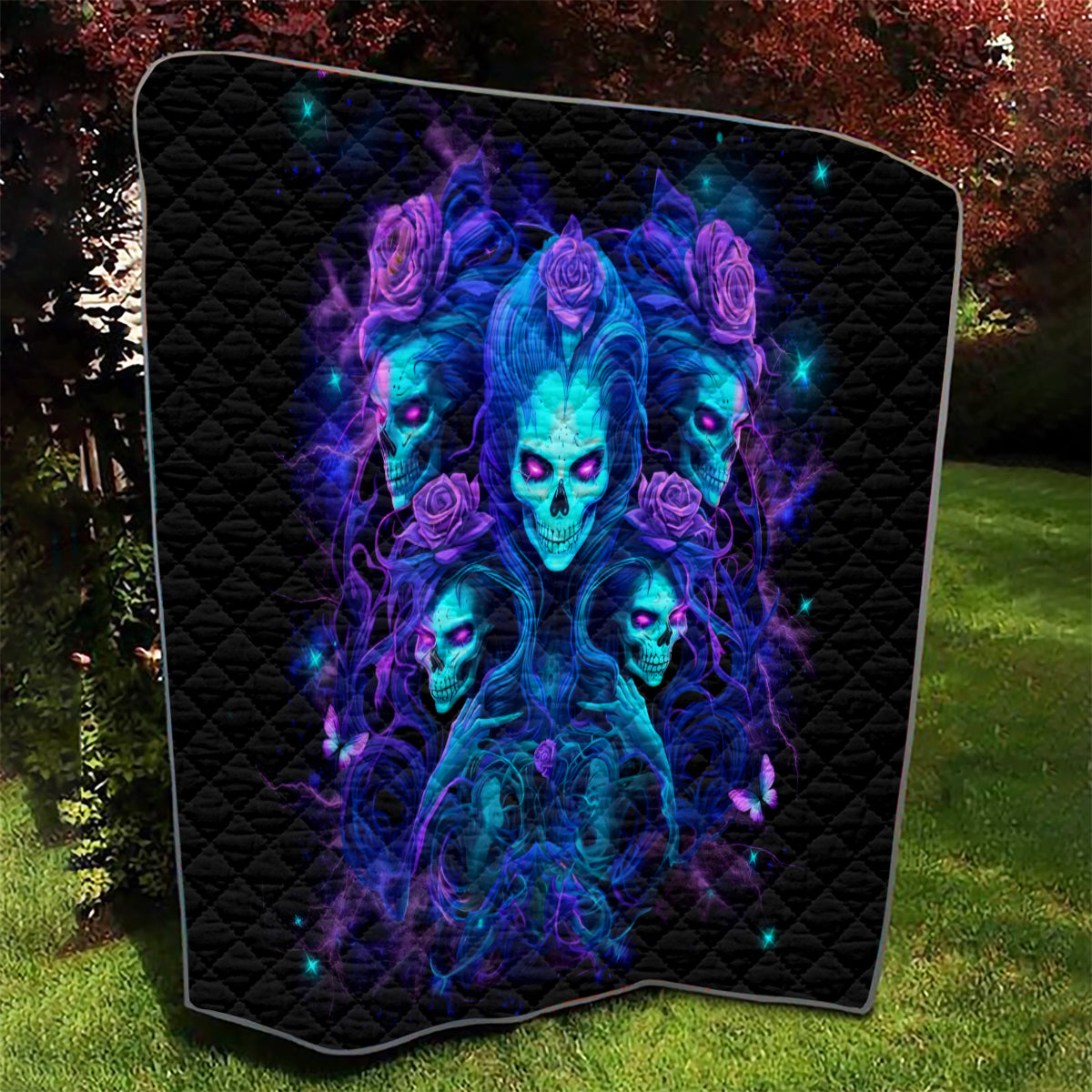 Rose Skull Quilt Four Out Of The Five Voices In My Head Think You An Idiot - Wonder Print Shop