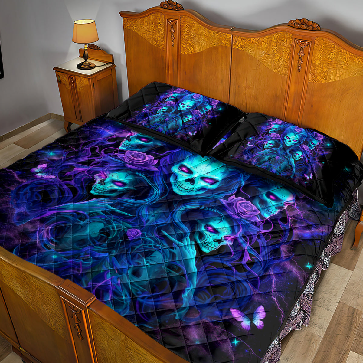 Rose Skull Quilt Bed Set Four Out Of The Five Voices In My Head Think You An Idiot - Wonder Print Shop