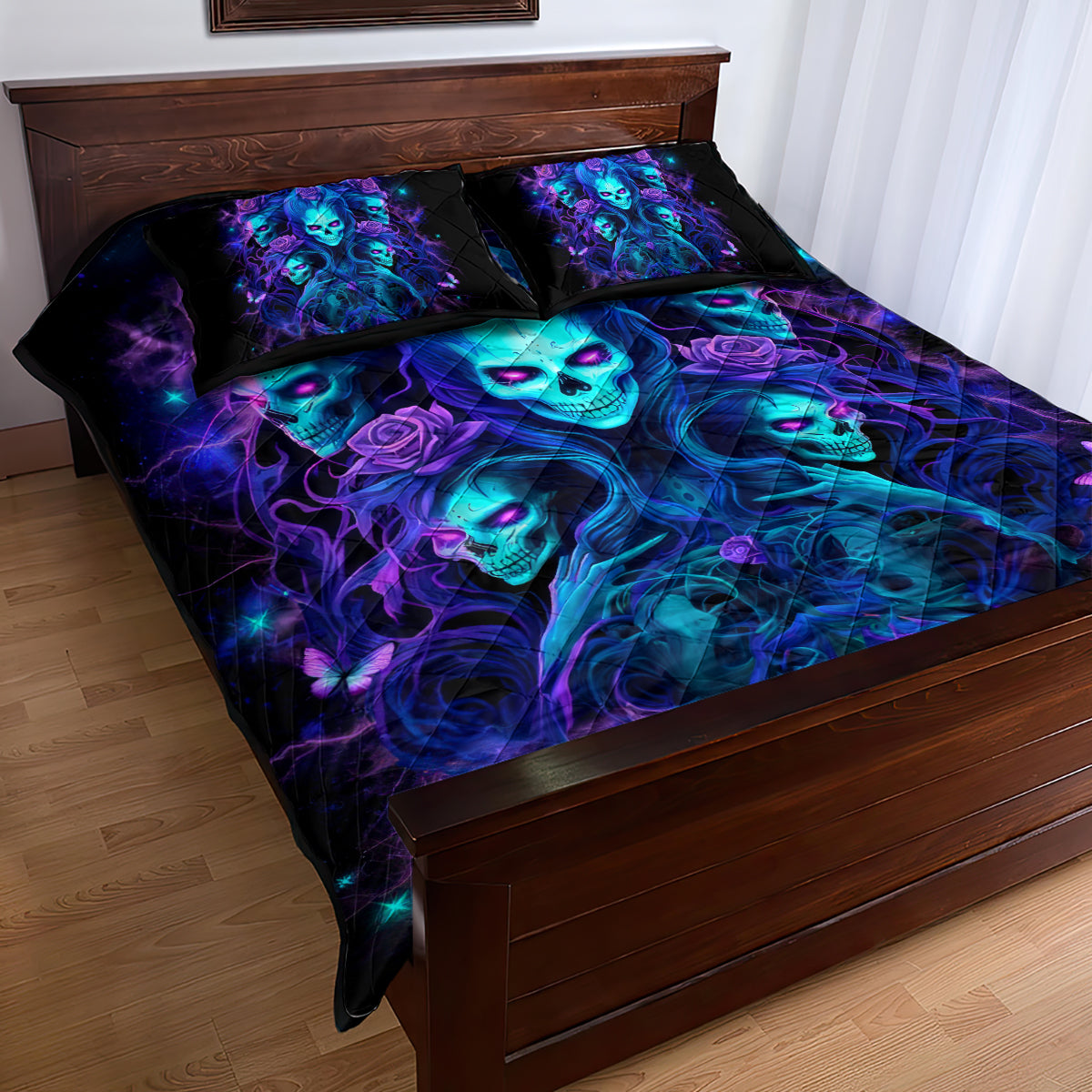 Rose Skull Quilt Bed Set Four Out Of The Five Voices In My Head Think You An Idiot - Wonder Print Shop