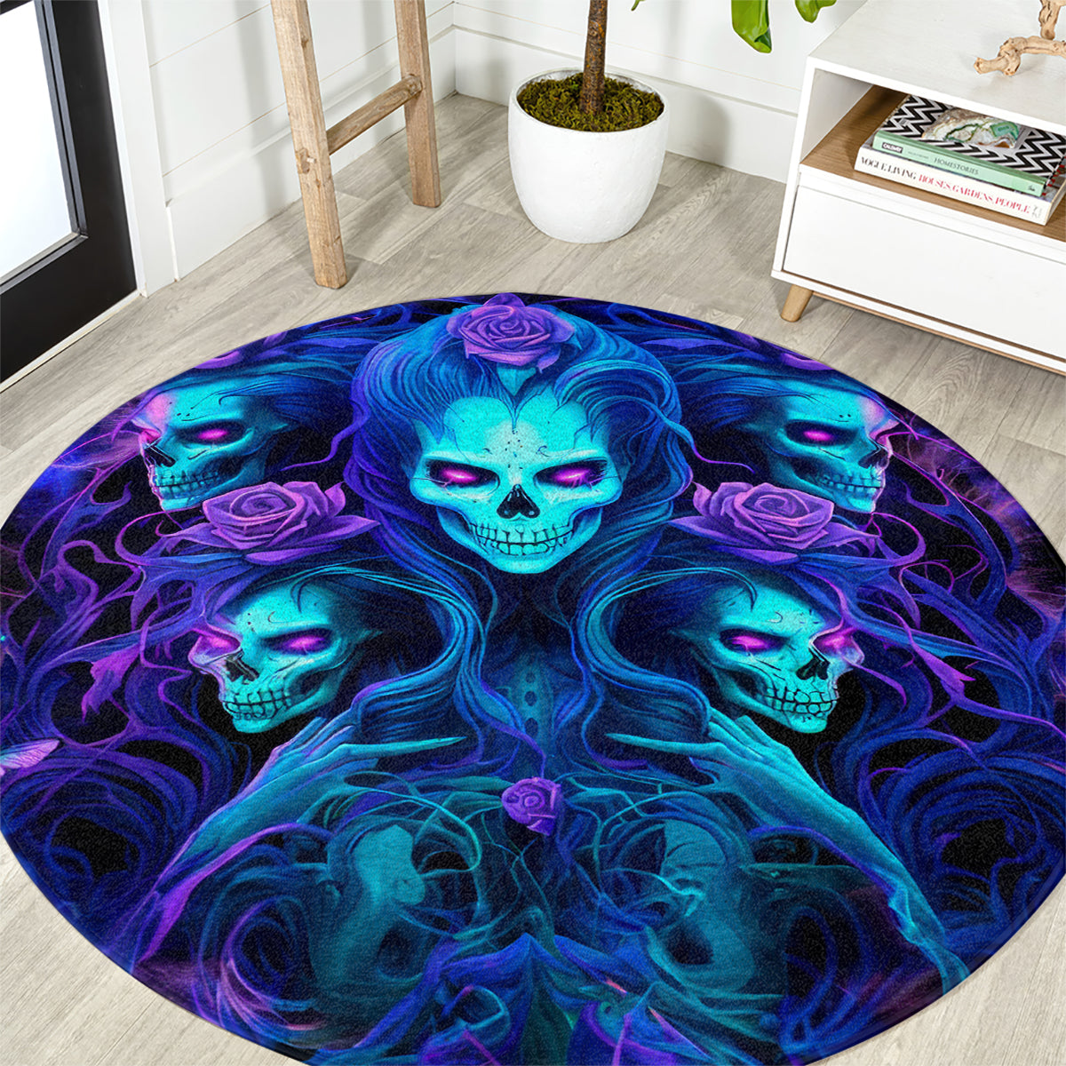 Rose Skull Round Carpet Four Out Of The Five Voices In My Head Think You An Idiot