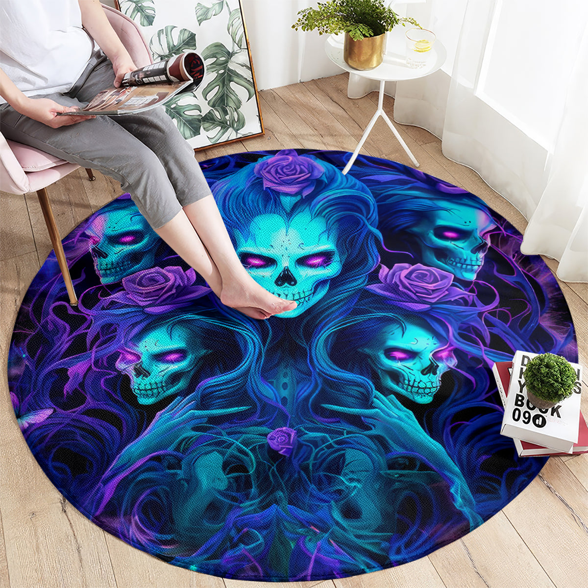 Rose Skull Round Carpet Four Out Of The Five Voices In My Head Think You An Idiot