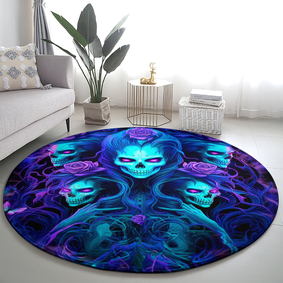 Rose Skull Round Carpet Four Out Of The Five Voices In My Head Think You An Idiot