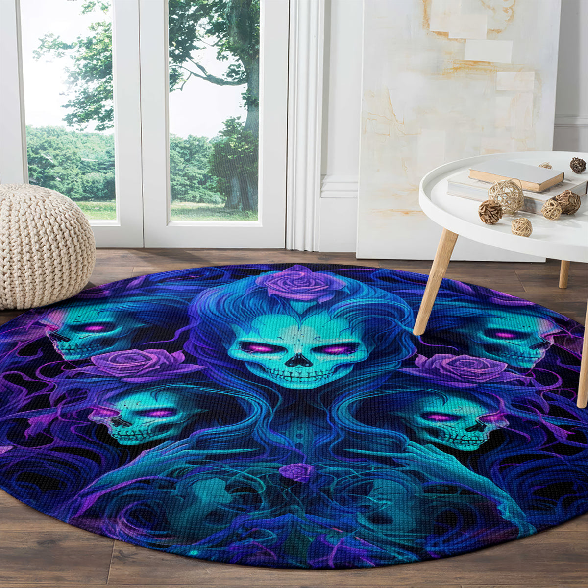 Rose Skull Round Carpet Four Out Of The Five Voices In My Head Think You An Idiot